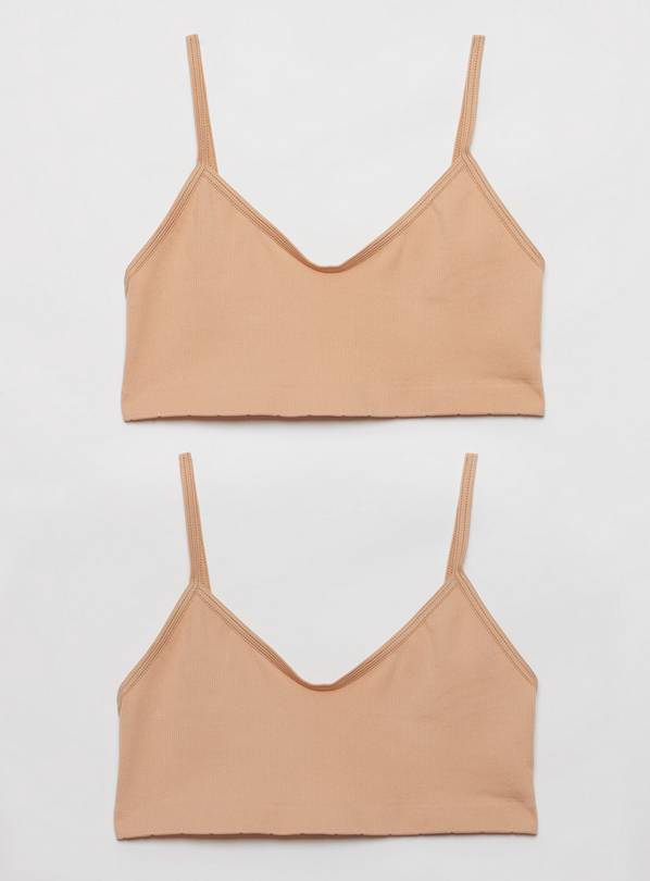 Latte Seamless Stretch Crop Top 2 Pack - 6-8 years
